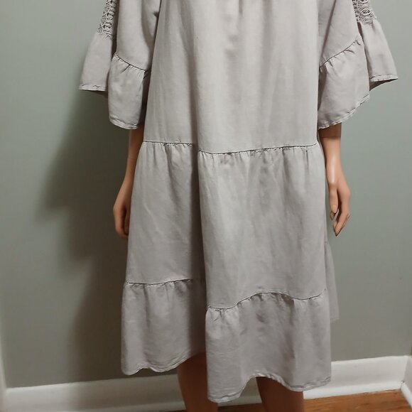 Terzo Millennio Linen Tiered Dress Extra Large Size 0X Made in Italy Lace Accent - Picture 10 of 14